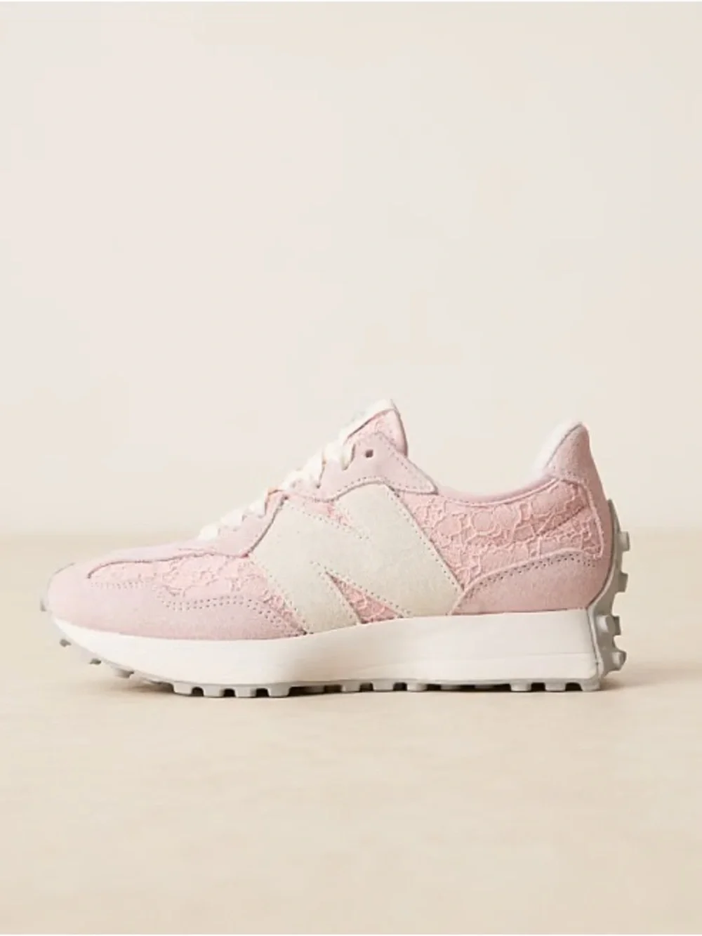 New Balance Women’s Pastel Pink Lace-Overlay Sneakers